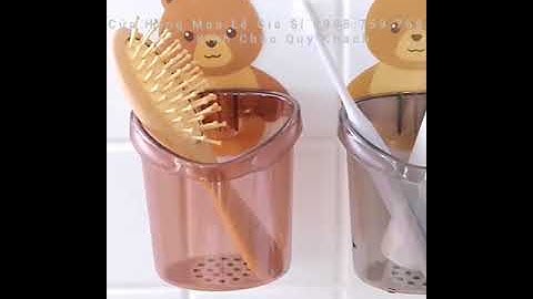 Cốc Gấu Nâu Đựng Bàn Chải Đánh Răng - Tiện Lợi Dán Tường