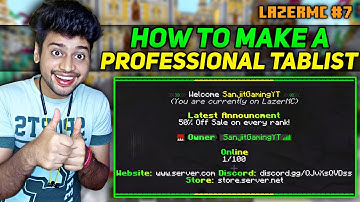 How To Make Professional Tablist in Minecraft Server | How To Add Tablist in Minecraft | LazerMC #7