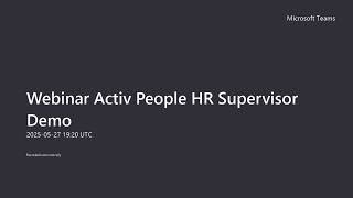 Activ People HR Supervisor Demo