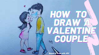 valentines day cute love couple drawing step by step