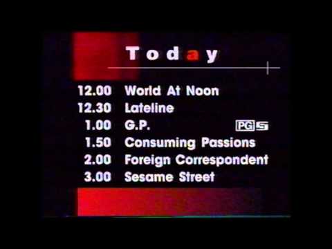 ABC TV - Afternoon Programme Schedule (16/8/1996)