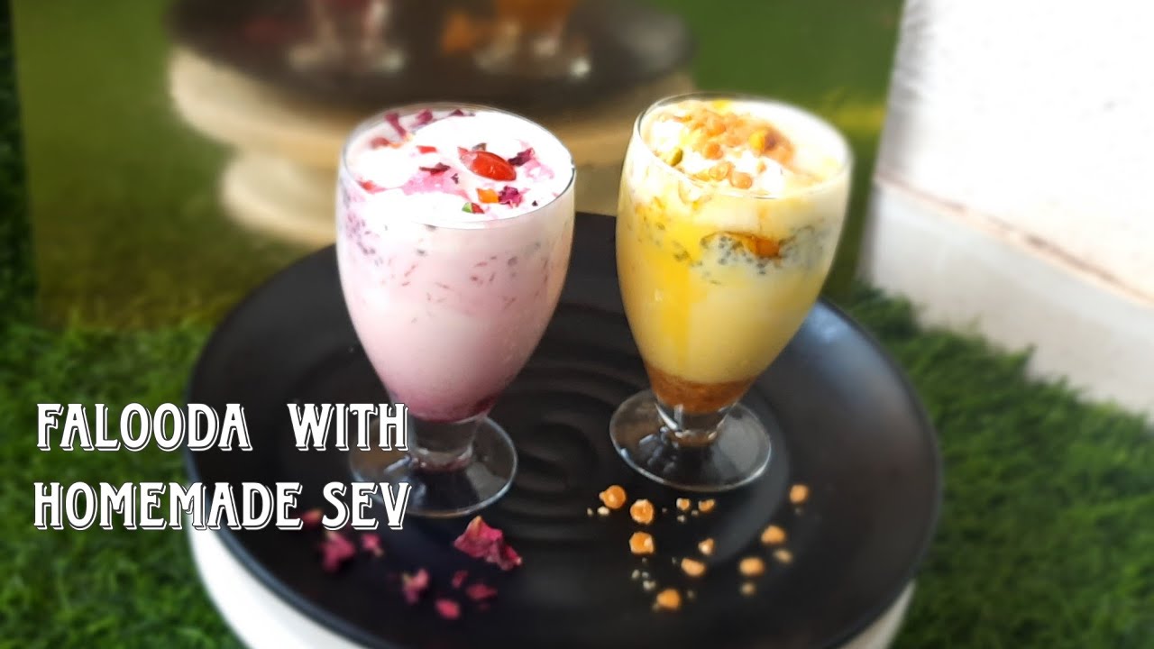 Falooda. Rose Falooda Butterscotch Falooda recipe. Falooda shevai