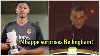 Mbappe's reaction after Real Madrid player Bellingham won the Best in La Liga award!