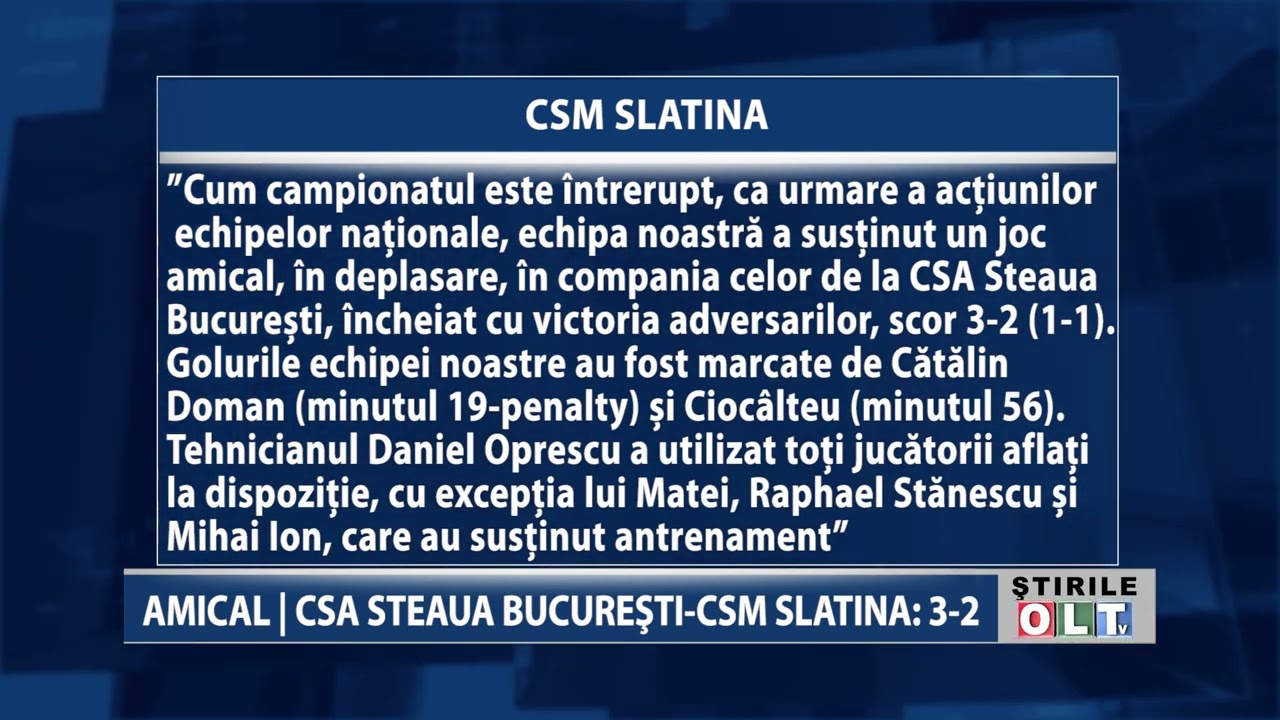 STEAUA BUCUREȘTI - CSM SLATINA