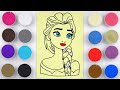 Sand painting coloring elsa princess for kids and toddlers