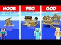 Minecraft noob vs pro vs god survival house on water challenge in minecraft animation