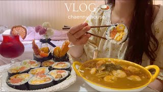 ENG) Living alone Vlog futomaki curry,Work lunch box, daily life, home cafe, Korean food, cooking