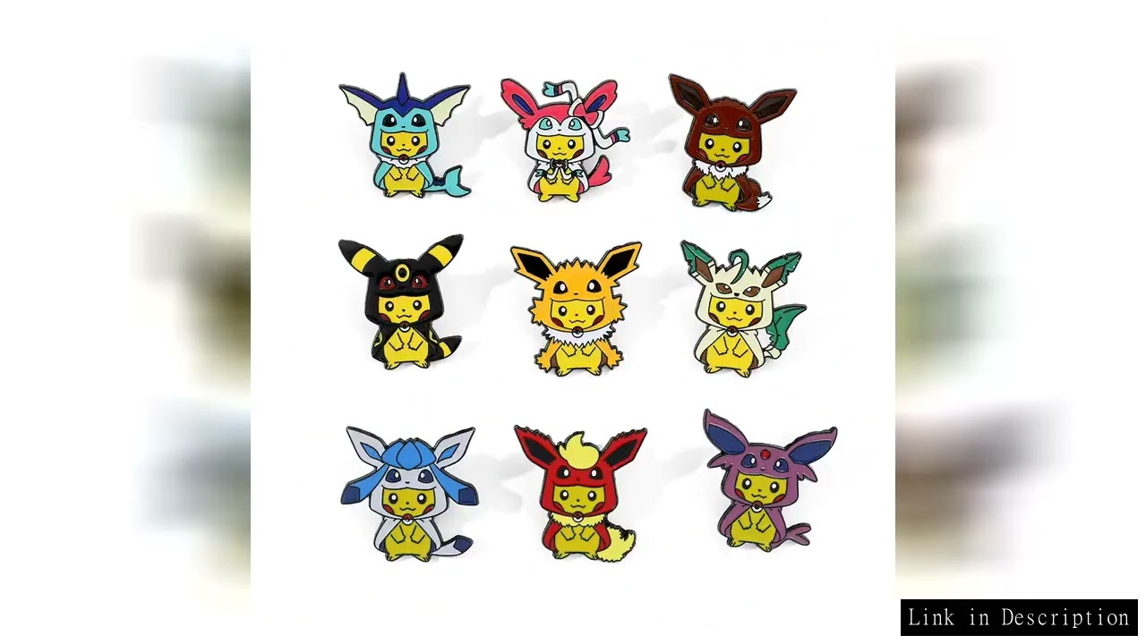 9 Pcs Fashion Animal Brooch Set Creative Pikachu cos Eevee Enamel Pins Backpack Clothing Accessories