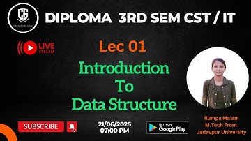Diploma 3rd Sem CST/ IT Introduction to Data Structure _Lec01_ By CS Learning with Rumpa #wbscte
