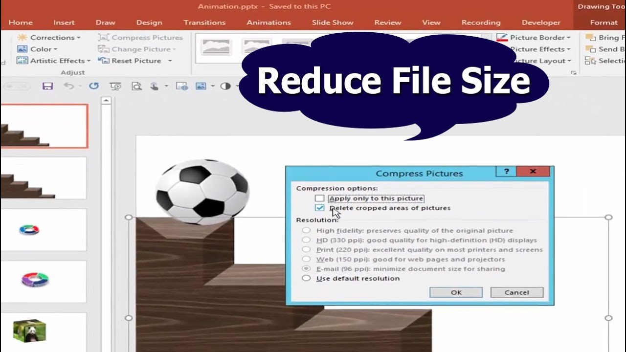 powerpoint presentation reduce file size