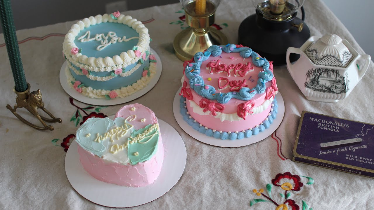 How I make Korean Vintage Style Cakes | 사랑스러운 빈티지 케익, 레터링 케익 만들기🎀