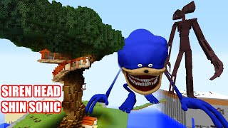 SURVIVING FROM SIREN HEAD &amp; SHIN SONIC ARRIVAL in Minecraft - Gameplay Coffin meme!
