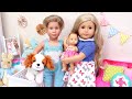 Baby Dolls family routine stories with pets! Play Toys rule for kids