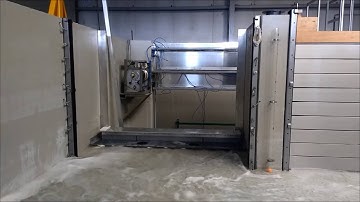 Testing the Self Closing Flood Barrier in our test basin