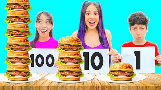 COMIENDO 100 CAPAS DE COMIDA CHALLENGE 🍔😨| Karla Bustillos