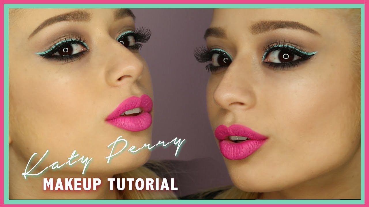 Katy Perry Makeup Tutorial Neon Pink Lips Light Teal Double