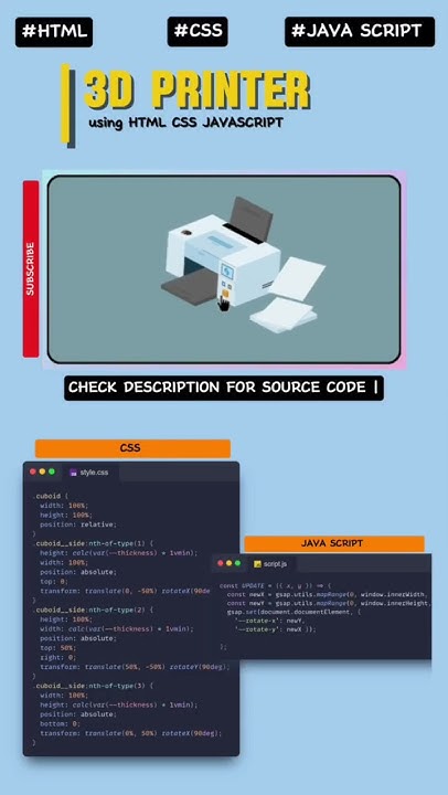 3D PRINTER using html css #html #coding #programming #css #cssproject ...