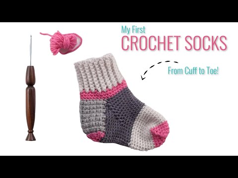 My First Crochet Socks Cuff to Toe || Beginner Sock Pattern || Cuff Down Crochet Socks