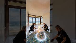 Luxury Epoxy Flooring for Beach Side Room | Colorful Glass Stone Design #epoxyflooring #short #viral