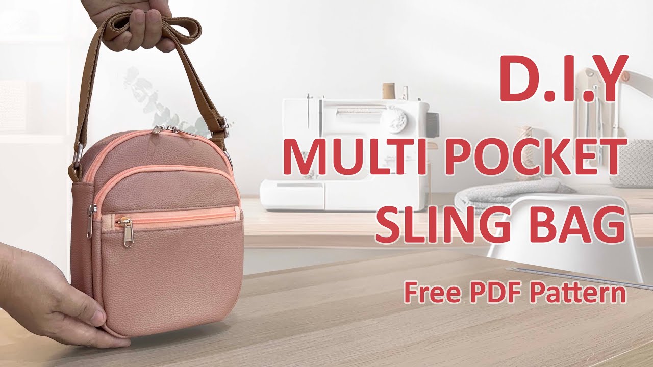 DIY Roundel Multi pocket Sling Bag - Step by step tutorial with free PDF pattern
