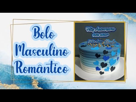 Bolo masculino, Topper, Chantilly azul, Degrade