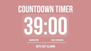 39 MINUTE COUNTDOWN TIMER ⏳ WITH SOFT ALARMS 🌸