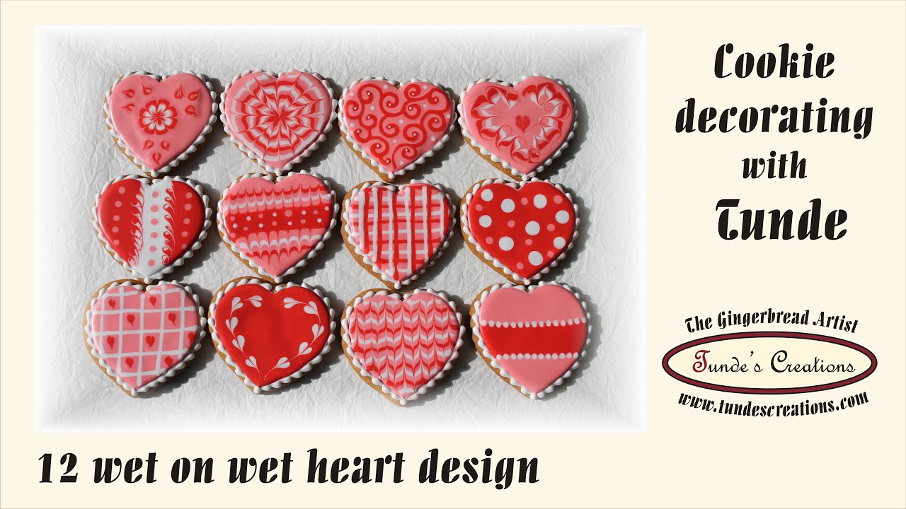 12 different heart designs with wet on wet technique