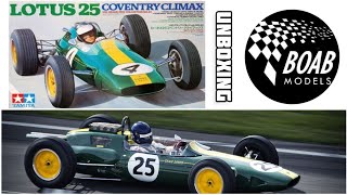 Lotus 25 Coventry Climax - Unboxing the 1/20 Scale Tamiya F1 Model kit