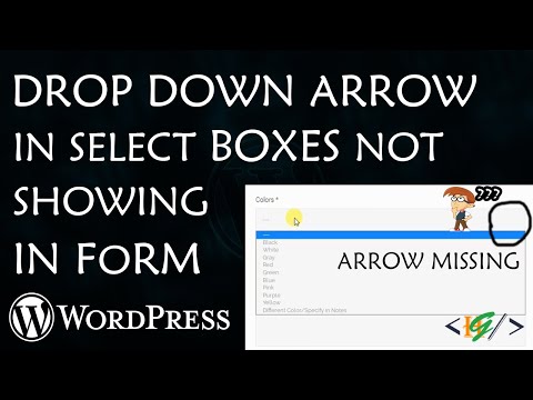 Drop down arrow in select boxes not showing in form in Wordpress - how to Fix it?