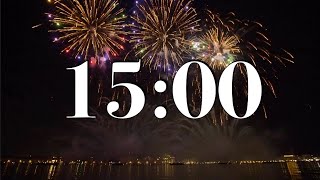 15 Minute New Year Timer 🎇 Fireworks for Classroom Countdown, Focus, Reflection, & Study with Music
