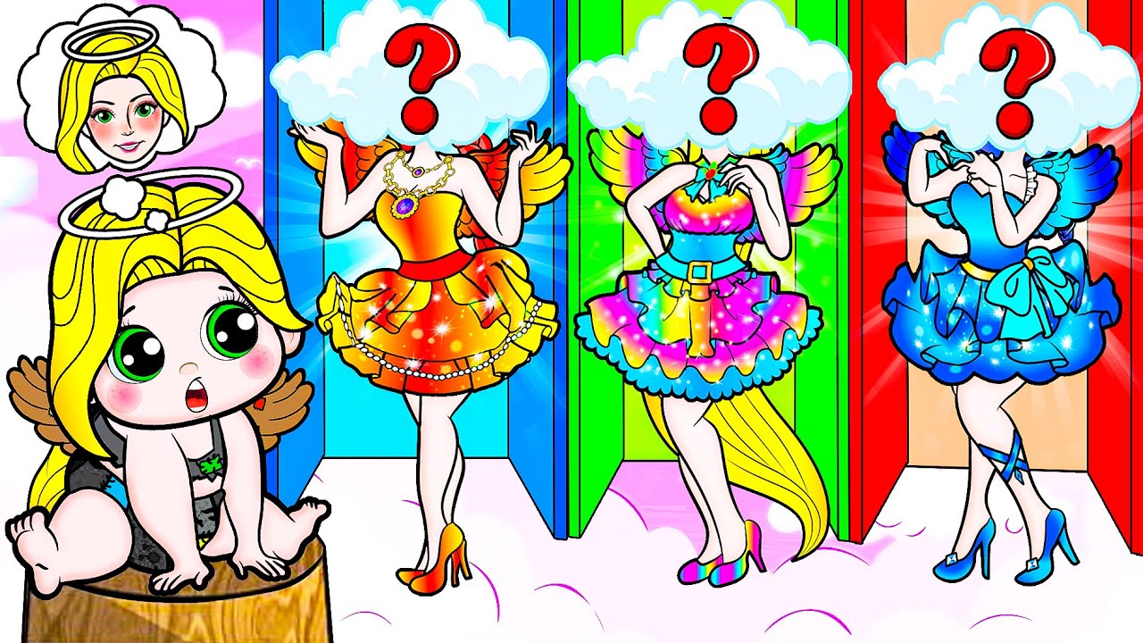 [🐾paper dolls🐾] Poor Angel vs Rich Fire and  Ice Missing Mom | Rapunzel Family