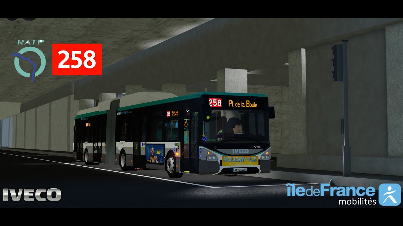 [ROBLOX] Centre Bus Défense Ouest Site Nanterre -  Timelapse Ligne 258 - Iveco Urbanway 18H (fr)