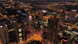 Columbus Ohio At Night 4k, Drone Footage, USA, Ultra HD