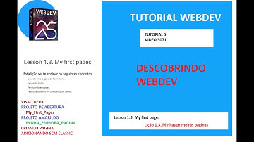 DICAS 3071 WEBDEV TUTORIAL 5 Lesson 1 3 Minha Primeira Pagina PARTE A