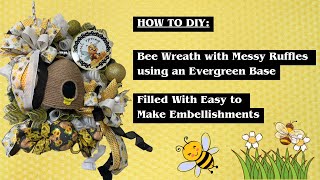 Spring Bee Wreath with Evergreen Base and Lots of Fun Embellishments |Crafting with Hard Working Mom