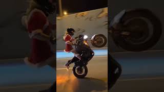 So that's how Santa does it so fast! #santa #santaclaus #christmas  #superbike #shorts #wheelie