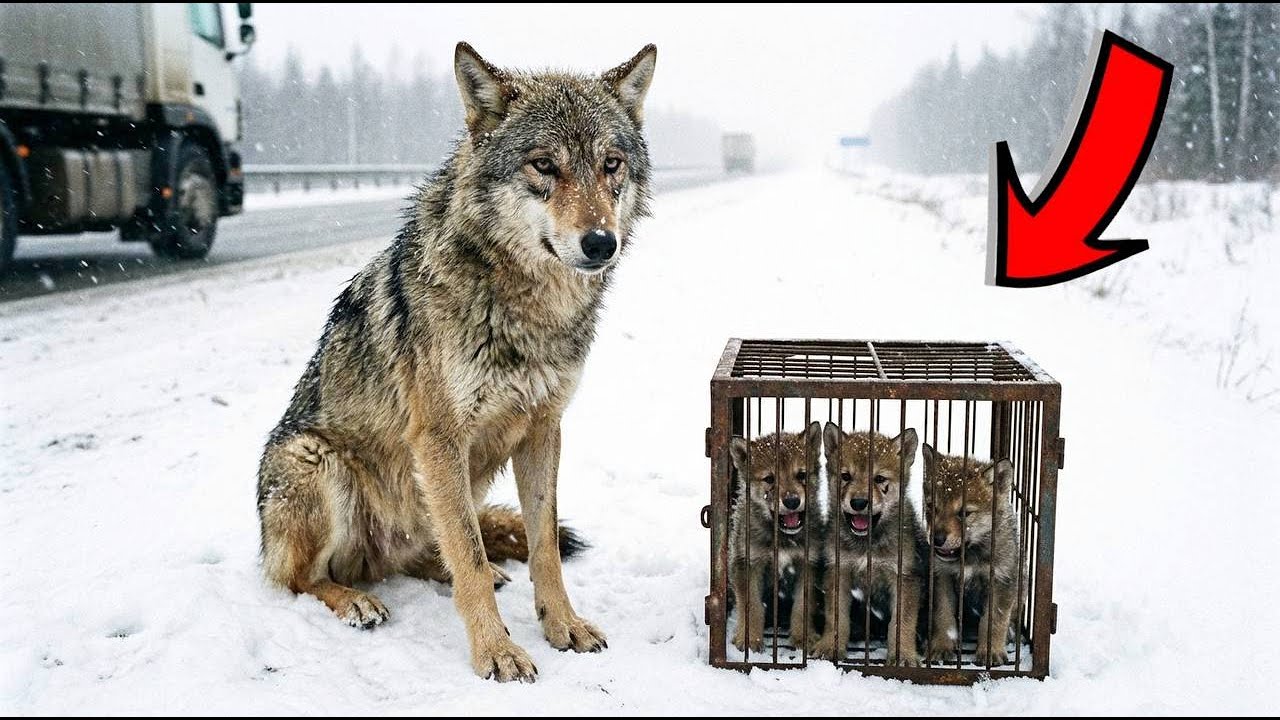 WILCZE SZCZENIĘTA PORZUCONE W KLATCE NA AUTOSTRADZIE. REAKCJA MATKI WYWOŁAŁA ŁZY!