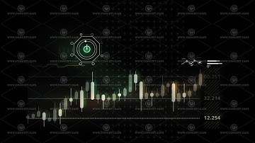 Stock market infographics on a virtual panel, animation with alpha channel.