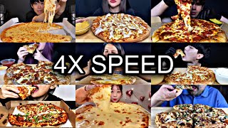EATING LARGE EXTRA CHEESY PIZZA ASMR MUKBANG COMPILATION | *4X SPEED* | *SATISFYING EATING SOUNDS* 🍕