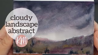 Dark Stormy Sky Abstract Watercolor Landscape Painting - Trying Fluid 100 Paper