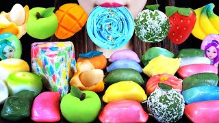 ASMR 2024 KOREAN RICE CAKE, WAGASHI MOCHI  RAINBOW RICE CAKE, RAINBOW CAKE MUKBANG CANDYS