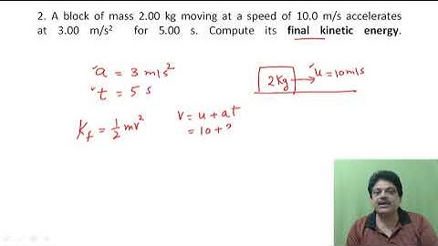 A block of mass 2.00 kg moving at a speed of 10.0 m/s accelerates at 3.00 m/s2  for 5.00 s