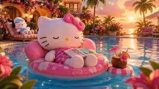 Hello Kitty & Pochacco 🌅 Sunset Pool Dreams 🏖️ Cozy Tropical Lofi Ambience screenshot 3