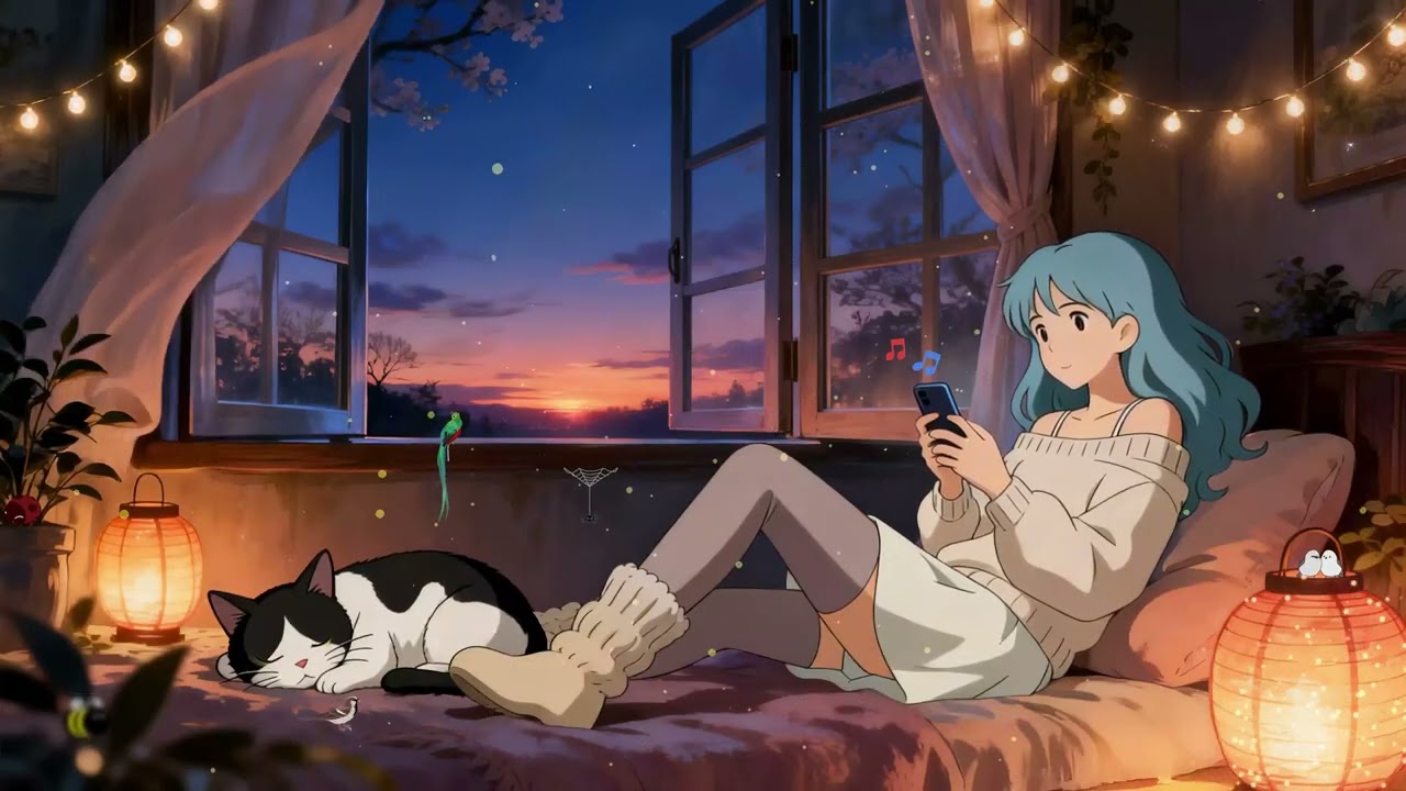 Aomi’s Cozy Sunset Room 🌅 Dreamy Lofi Beats for Study & Relax 🌙 Pure Comfort