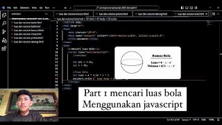 tugas ke3 matakuliah pemograman visual1, mencari luas bola menggunakan JavaScript