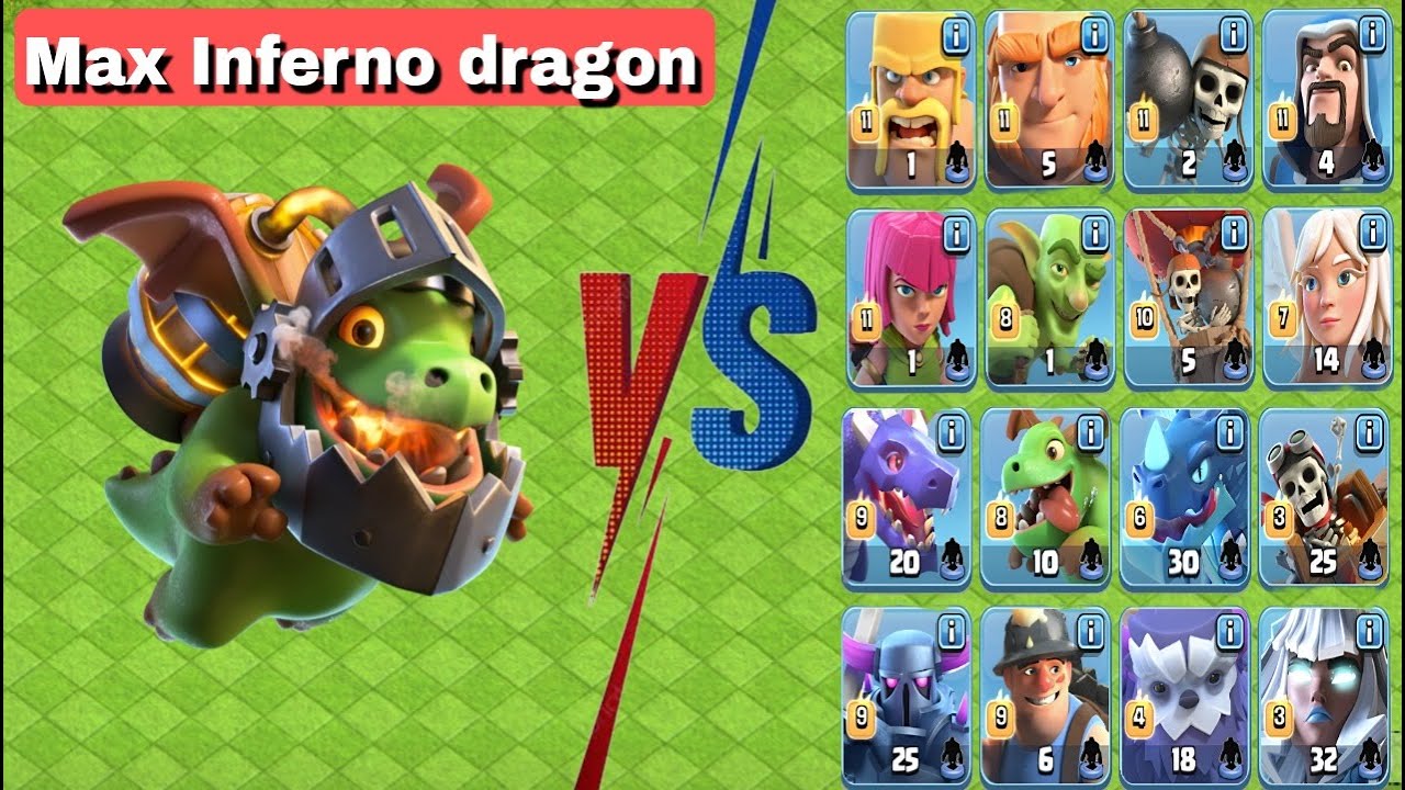 Max Inferno Dragon Vs All Max Troops | Clash of clans.
