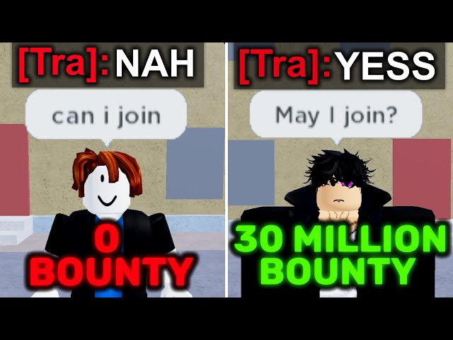 Asking to Join Crews at 0 Bounty vs 30 Million Bounty | Blox Fruits Roblox class=