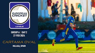🔴 European Cricket League, 2024 | Group A, Day 2 | Cartama Oval, Malaga, Spain | T10 Live Cricket