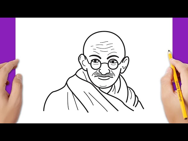 mahatma gandhi drawing easy | Easy drawings, Drawing tutorial, Drawings