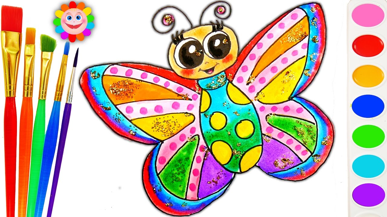 How to Draw Rainbow  Butterfly  Drawing Coloring  Page  for 